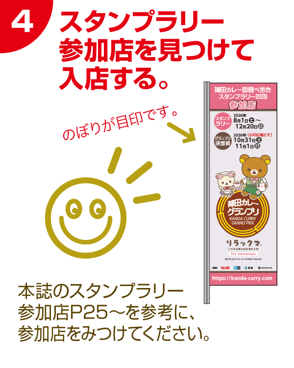 4 スタンプラリー参加店を見つけて入店する。